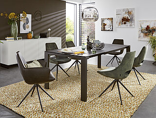 R 2019 chair, approx. W 55, H 87, SH 46, D 62, SD 46 cm, tripod base: BP 100 anthracite, fabric Adore 156 Hunter (A) (100% polyester)