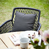 Armlehnstuhl G642-100-140 (London), ca. B 64, H 83, SH 47, AH 68, T 61, ST 43 cm, Gestell: Aluminium pulverbeschichtet anthrazit, Kordelflechtung grau geknotet, Gurtfederung inkl. Sitzkissen Praia 090