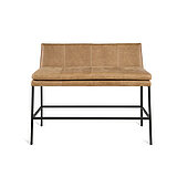 Bank (62254) mit Rhombo-Komfort-Sitzkissen, Leder Granada savannah (PG 2), Beine Quadratrohr, pulverbeschichtet schwarz, ca. B 145, H 115, SH 80–82 cm, T 60, ST 45 cm