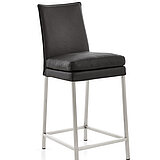 Barhocker 61254, Leder Toledo Anthrazit (1), Rhombo-Komfort-Sitzkissen, Gestell Quadratrohr Edelstahl, ca. B 40, H 98, SH 63 - 65, T 55, ST 39 cm