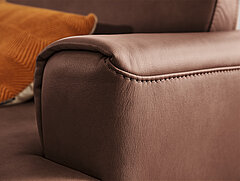 Detail / bench with back in genuine leather Z 69/51, tobacco (LK 50), metal runners F Q7 in M56 bronze