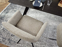 JustB! SP500 armchair MED in fabric S 22/49 Sesame (100% polyester) (SK20), tripod base F3L–M 99 black, with optional swivel function, approx. W 62, H 88, SH 50, AH 73-78, D 62, SD 44 cm