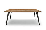 Dining table 2009, approx. 200 x 100, H 77 cm, knotty oak, oiled; frame: RAL 7022 Umbra grey