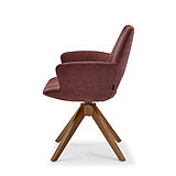 Four-legged armchair R 2035, approx. W 60, H 87, SH 46, AH 67, D 62, SD 46 cm, frame: Solid oak, natural, oiled, interior: Shock fabric SHO300 Bordeaux (B) (100 % polypropylene) / Exterior: Bull fabric BUL039 Winered (B) (96% polyester, 4% polyurethane)