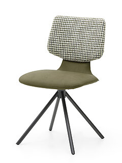 Stuhl Nerina (NE 2343) ohne Armlehnen, Stoff Rücken: Funky 88 Turtle (PG A, 100 % Polyester), Stoff Sitz: Gaucho Fern 201 (PG A, 100 % Polyester), Stativgestell 360° drehbar, Metall pulverbeschichtet anthrazit (BP 100), ca. B 50, H 87, SH 50, T 57, ST 43 cm