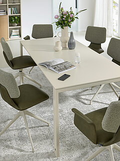 Kiana Detail Tischauszug Esstisch 93826 mit Auszugsfunktion, inkl. 1 Klappeinlage B 100 cm, Lack seidengrau (PG 2), ca. L 180, B 95, T 75 cm