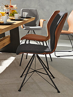 Dining table 2008, approx. 220 x 100, H 77 cm, sides: anthracite, knotty oak, natural, oiled