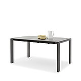 R 2038 dining table, approx. 160(230) x 100, H 77 cm, frame: BP 100 anthracite, fold-in table leaf: HPL in black 70 cm, top: Dekton Laos Industrial (1)