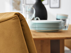 Detail: chair finish in genuine leather Z 69/52, curcuma (LK 50)