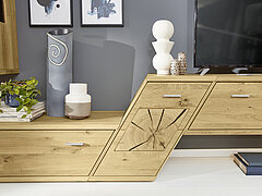 Wall units detail V 17987 in solid wild oak, bianco oiled