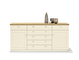 Korsika: Sideboard 52961, ca. B 210, H 97, T 50 cm, Lack Crema / Eiche sand