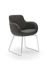 Chair 6072-02-..., approx. W 62, H 87, SH 49, AH 70, D 64, SD 45 cm, sled base made of brushed stainless steel, Florida grey fabric