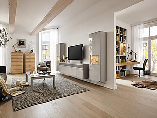 Kara-System: Vorschlag 61954ca. B 45/195/45, H 182, T 49 cmLack grau Hochglanz