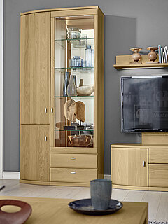 Suggestion 66610, approx. W 360, H 218, D 49 cm, oak sand