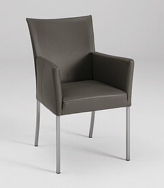 Nova: Armlehnstuhl N 1009ca. B 58, H 93, SH 47, T 62 cmEchtleder Tendens (1) LD1400 Lava; Gestell: V2A Edelstahl