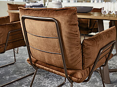 Esszimmer Pinero: Rückenlehne, Armlehnstuhl 502 mit Kufengestell Gestell: Metall, pulverbeschichtet in A 13 midnight brown, in Stoff Genova (PG 4, 100 % Polyester) rost