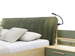 Polsterkopfteil "Luna" in Stoff Maranta Jungle, 100 % Polyester, LED-Flex-Leuchten