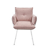 Esszimmer Pinero: Armlehnenstuhl 502 mit Kufengestellca. B 63, H 84, SH 51, AH 67, T 64, ST 42/48 cmGestell: Metall, pulverbeschichtet in A 15 structured white, Bezug: Stoff Otello rose (PG 5, 72 % Polyester, 28 % Polypropylen)
