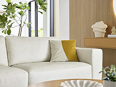 Kissen DUO, (7118-035-45-45), greige / curry (100 % Polyester), VS: zweifarbige Samtoptik, RS: einfarbig, ca. L 45, B 45 cm, ohne Füllung