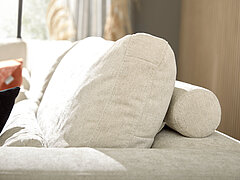 JustB! PM100: Ecksofa in Stoff (PG 8, z. B. Stoff Yelda natur, 85 % Polyester, 15 % Viskose), Metallkufe schwarz matt (260)