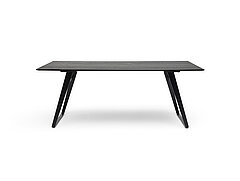 JustB! SP100 dining table 2883-69-080, solid oak tabletop, transparent black lacquer, black powder-coated frame, approx. 200 x 100, H 77 cm