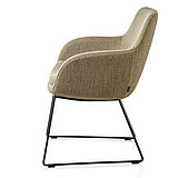 Shell chair 6072-04-JAB 2, approx. W 62, H 86, SH 49, AH 66, D 66, SD 45 cm, black iron sled base, JAB 25040 fabric