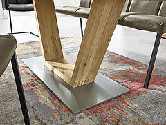 Dining table 179 466, approx. 180 (280) x 90, H 76 cm, solid wild oak, bianco, oiled