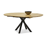 Esstisch 6806, ca. Ø 120 (170 x 120), H 76 cm, Gestell: pulverbeschichtet schwarz, Platte: Wildeiche natur geölt mit Facettenkante