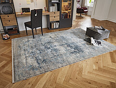 Teppich Apollo, Fb. 822 grau-blau, 70 % Viskose, 30 % Polyacryl