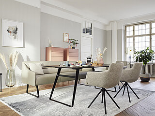 JustB! SP100 dining table 2883-69-080, solid oak tabletop, transparent black lacquer, black powder-coated frame, approx. 200 x 100, H 77 cm