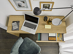 Functional table 78609, approx. 126 x 40, H 78 cm, knotty oak