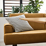 Detail: armrest / bench B 220 with back and side elements in genuine leather Z 69/52 curcuma (LK 50), metal runners F Q7 in M56 bronze