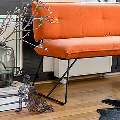 Esszimmer Pinero: Bank 540, ca. H 84, B 200, SH 51, T 65, ST 42 cm, Stoff Mystic rost, Gestell Metall pulverbeschichtet schwarz A 01