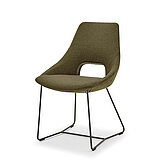 Chair with sled base R 2011, approx. W 55, H 87, SH 46, D 62, SD 46 cm, interior: RAL 7039 quartz, interior: Shock fabric SHO806 Foliage (B) (100% polypropylene) / Exterior: Bull fabric BUL059 Moss (B) (96% polyester, 4% polyurethane)