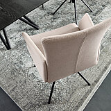 Stuhl 6710, je ca. B 52, H 91, SH 48, T 58, ST 47 cm,
Gestell: pulverbeschichtet schwarz, Stoff Masada rose
smoke