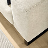 JustB! PM100: Ecksofa in Stoff (PG 8, z. B. Stoff Yelda natur, 85 % Polyester, 15 % Viskose), Metallkufe schwarz matt (260)