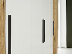 Kastfront in lak wit / afwerking massief wild eiken geborsteld met gekloofd hout