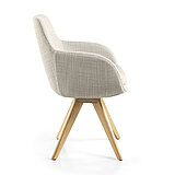 Chair 6092-49-JAB 1, approx. W 62, H 86, SH 49, AH 66, D 66, SD 45 cm, tripod base, solid bianco oak