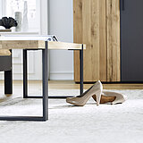 Bedbank met metalen poten (556770), ca. B 140, H 40, D 44 cm in wildeiken massief geborsteld