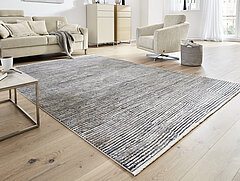Deluxe Collection: Teppich Colorado, Fb. Stripe 671 beige-schwarz, 70 % Viskose, 30 % Polyacryl