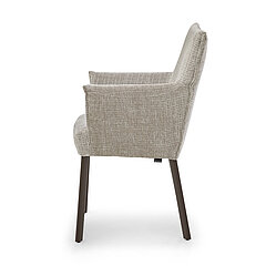 Stuhl (L2432) mit Armlehnen, Stoff Yunus 03 sand (PG A), Vierfußgestell Ovalrohr Metall, pulverbeschichtet marron (BP 404), ca. B 60, H 90, SH 51, AH 68, T 58, ST 44 cm