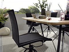 Helmond-Outdoor: Tisch Schweden, Platte: Teak massiv, natur, mit Facettenkante, Gestell: Aluminium pulverbeschichtet, anthrazit, 200 x 95, H 76 cm