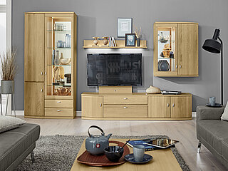 Suggestion 66610, approx. W 360, H 218, D 49 cm, oak sand