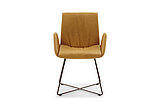 Armchair MEX approx. W 59, H 89, SH 51, D 62, SD 43 cm, in genuine leather Z 69/52, turmeric (LK 50), wire tube base F M5 in M56 bronze