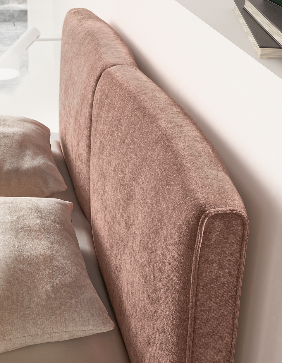 Polsterbett Bari in Fb. Rosa von Musterring Detailaufnahme vom Kopfteil vom Polsterbett Bari in Fb. Rosa von Musterring