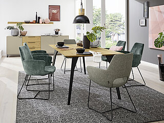 Navarra armchair R 2031, approx. W 60, H 87, SH 46, AH 67, D 62, SD 46 cm, frame: RAL 6022 olive green, fabric Adore 158 Niagara (A) (100% polyester)