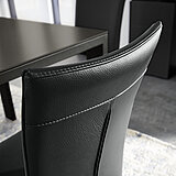 Nova: Detail Stuhl, Rückennaht - Stuhl N 1008, ca. B 47, H 93, SH 47, T 60, ST 45 cm, Füße quadratisch RAL 9017 verkehrsschwarz, Echtleder Tendens (1) LD1000 nero