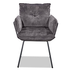 Pinero: Armlehnenstuhl 502 mit Kufengestell ca. B 63, H 84, SH 51, AH 67, T 64, ST 42/48 cm,Gestell: Metall, pulverbeschichtet in A 12 charcoal grey, Bezug : Stoff Genova grey (PG 4, 100 % Polyester)