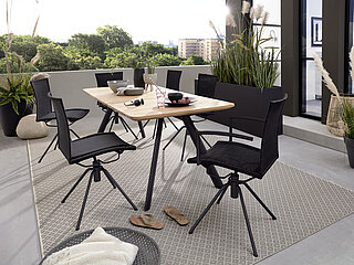 Helmond-Outdoor: Tisch Schweden, Platte Teak massiv, natur, mit Facettenkante, Gestell Aluminium pulverbeschichtet, anthrazit, ca. 200 x 90, H 76 cm