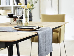 Dining table 371 with central frame pull-out, metal frame A01, matt black, tabletop in wild oak W11 100 x 200/300, H 76 cm